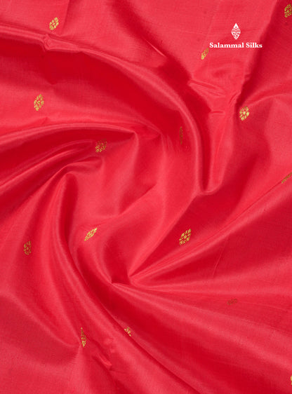Chilly Red Pure Kanjivaram Silk Saree With Small One Side Contrast Purple Border