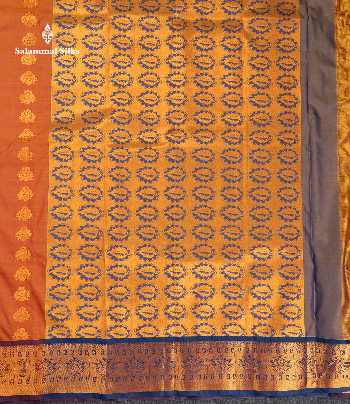 Beautiful Rust Orange Semi Silk Saree With Contrast Brown Traditional Border