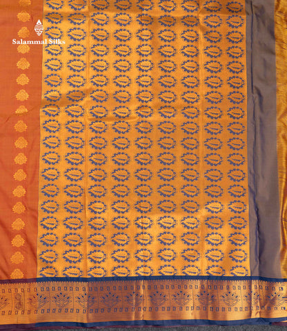 Beautiful Rust Orange Semi Silk Saree With Contrast Brown Traditional Border