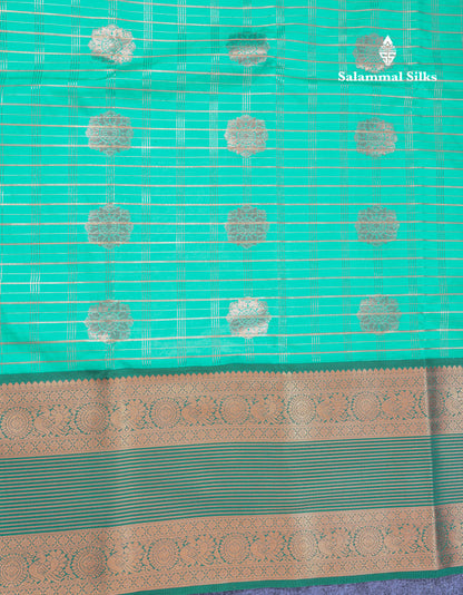 Rexona Green Semi Silk Saree With Contrast Long Traditional Bottle Green Border