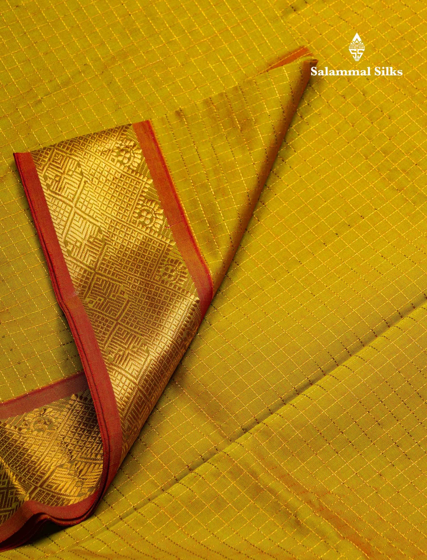 Beautiful Manthulir Green Small Zari Checks Semi Silk Cotton Saree With Contrast Chilly Red Blouse