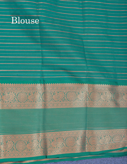 Rexona Green Semi Silk Saree With Contrast Long Traditional Bottle Green Border