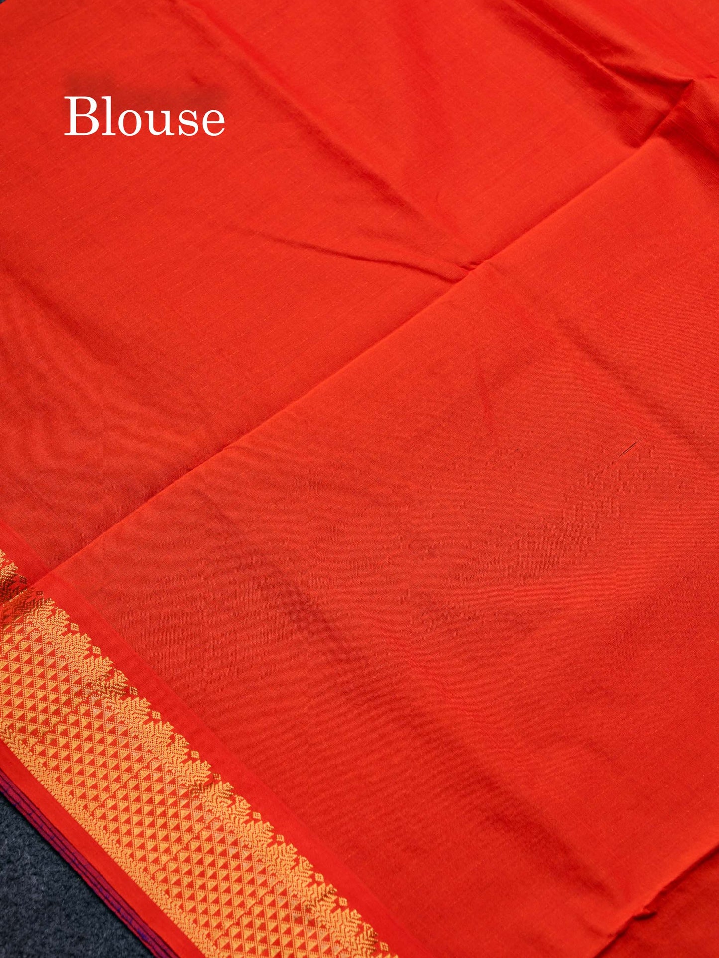 Beautiful Royal Blue Small Zari Checks Semi Silk Cotton Saree With Contrast Orange Blouse