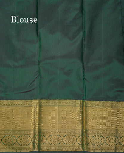 Beautiful Pink Bridal Pure Kanjivaram Silk Saree With Contrast Bottle Green Traditional Border