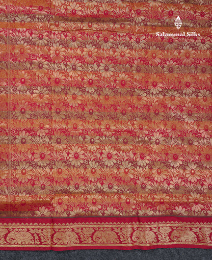 9 Yards Semi Silk Saree Paalum Pazham Checks With Contrast Maroon Traditional Border