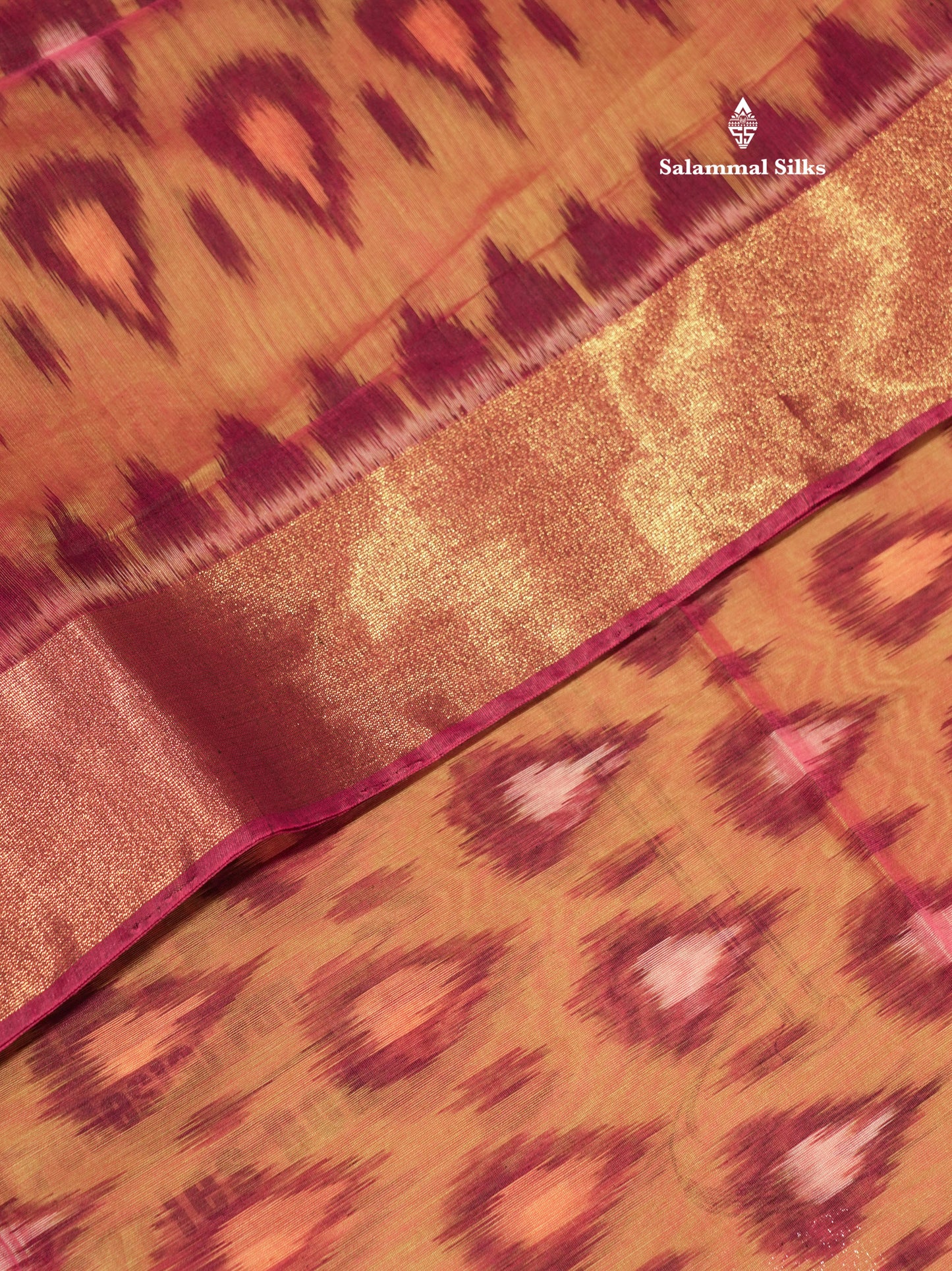 Premium Olive Mustard Yellow Colour Pochampalli Cotton Saree With Gold Zari Border