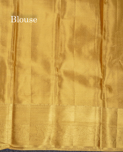 Beautiful Gold Tissue Bridal Pure Kanjivaram Silk Saree With Traditional Border