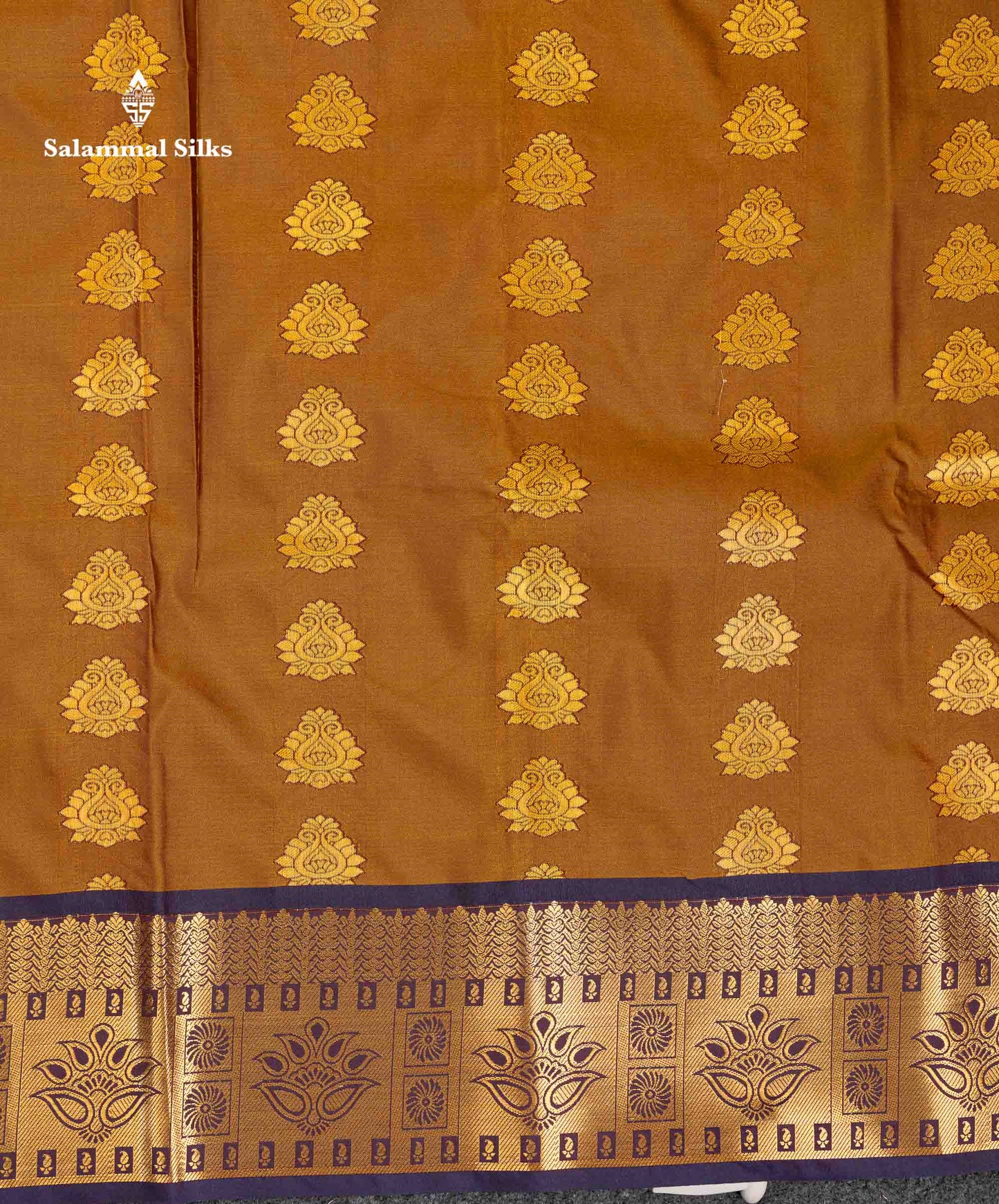 Beautiful Rust Orange Semi Silk Saree With Contrast Brown Traditional Border