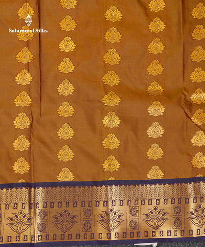Beautiful Rust Orange Semi Silk Saree With Contrast Brown Traditional Border