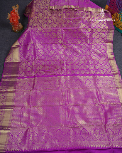 Beautiful Vadamalli Bridal Pure Kanjivaram Silk Saree With Traditional Border