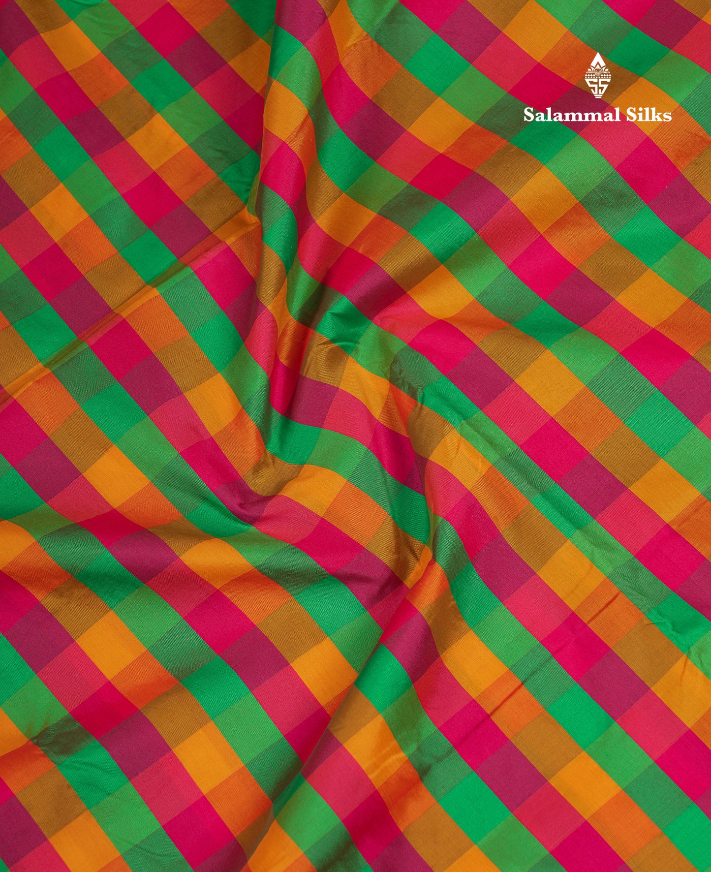 9 Yards Semi Silk Saree Paalum Pazham Checks With Contrast Maroon Traditional Border