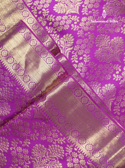 Beautiful Vadamalli Bridal Pure Kanjivaram Silk Saree With Traditional Border