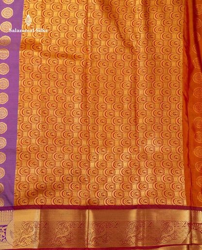 Beautiful Pastel Blue Zari Butta Semi Silk Saree With Contrast Magenta Traditional Border