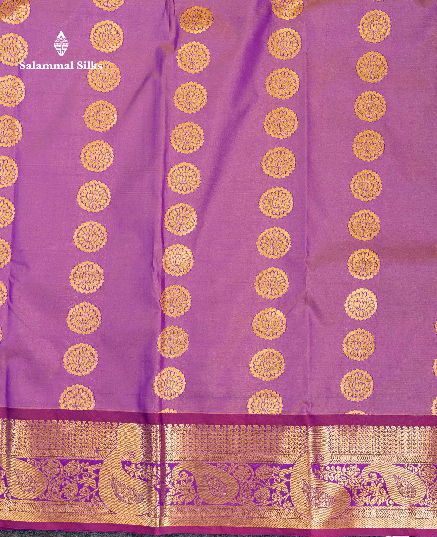 Beautiful Pastel Blue Zari Butta Semi Silk Saree With Contrast Magenta Traditional Border