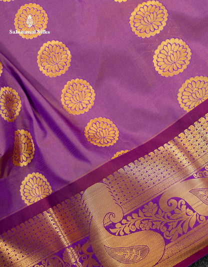 Beautiful Pastel Blue Zari Butta Semi Silk Saree With Contrast Magenta Traditional Border