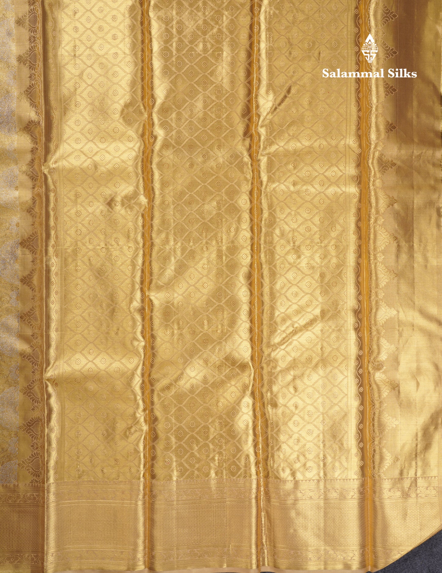 Beautiful Gold Tissue Bridal Pure Kanjivaram Silk Saree With Ccontrast Sandal Traditional Border