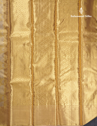 Beautiful Gold Tissue Bridal Pure Kanjivaram Silk Saree With Ccontrast Sandal Traditional Border