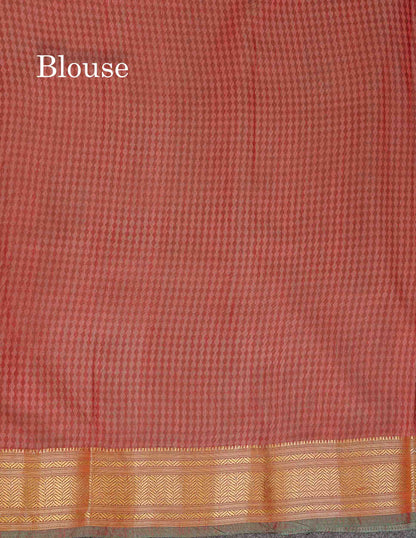 Patola Semi Raw Silk Saree - Bottle Green Colour Body With Contrast Light Brown Fancy Border