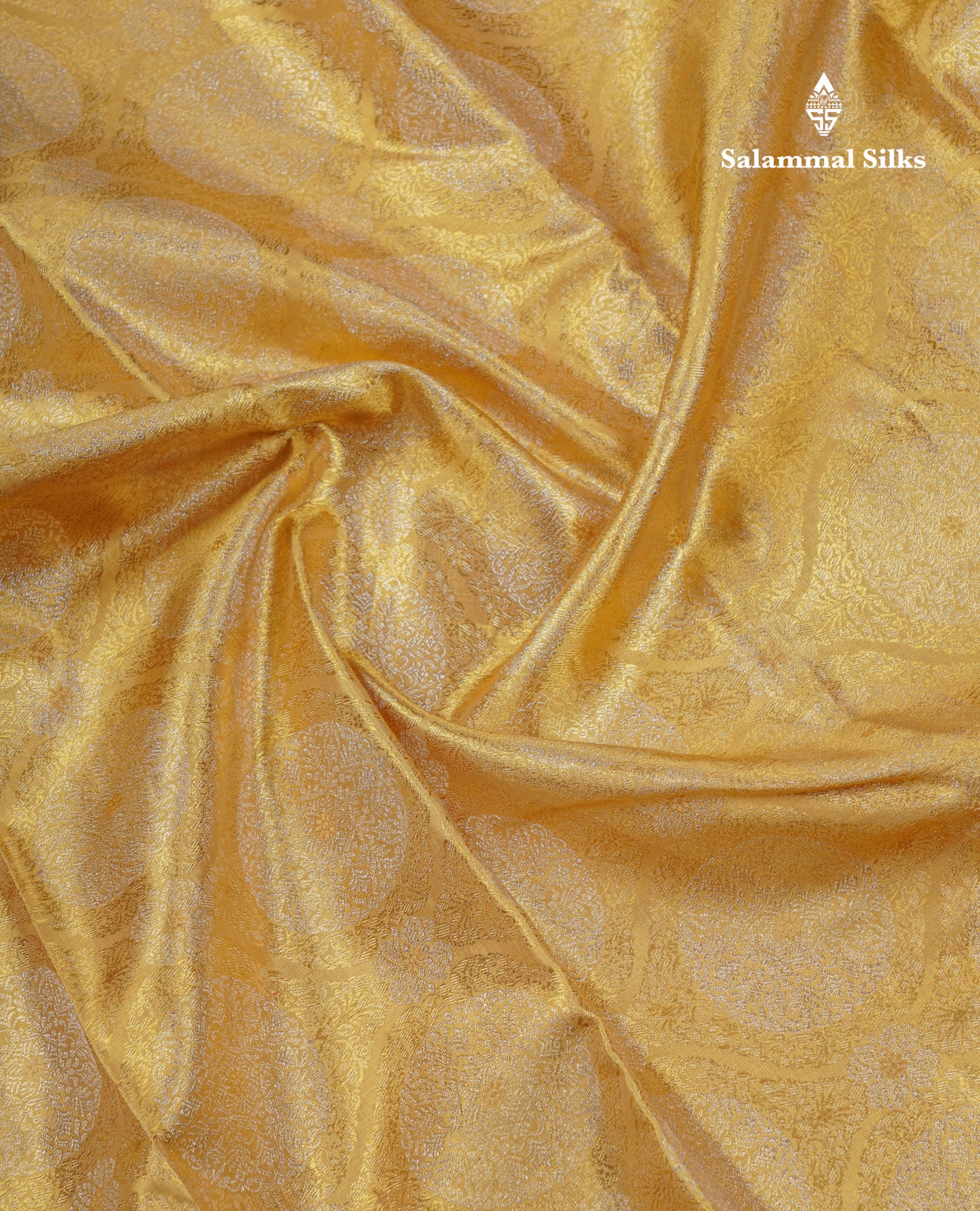 Beautiful Gold Tissue Bridal Pure Kanjivaram Silk Saree With Ccontrast Sandal Traditional Border
