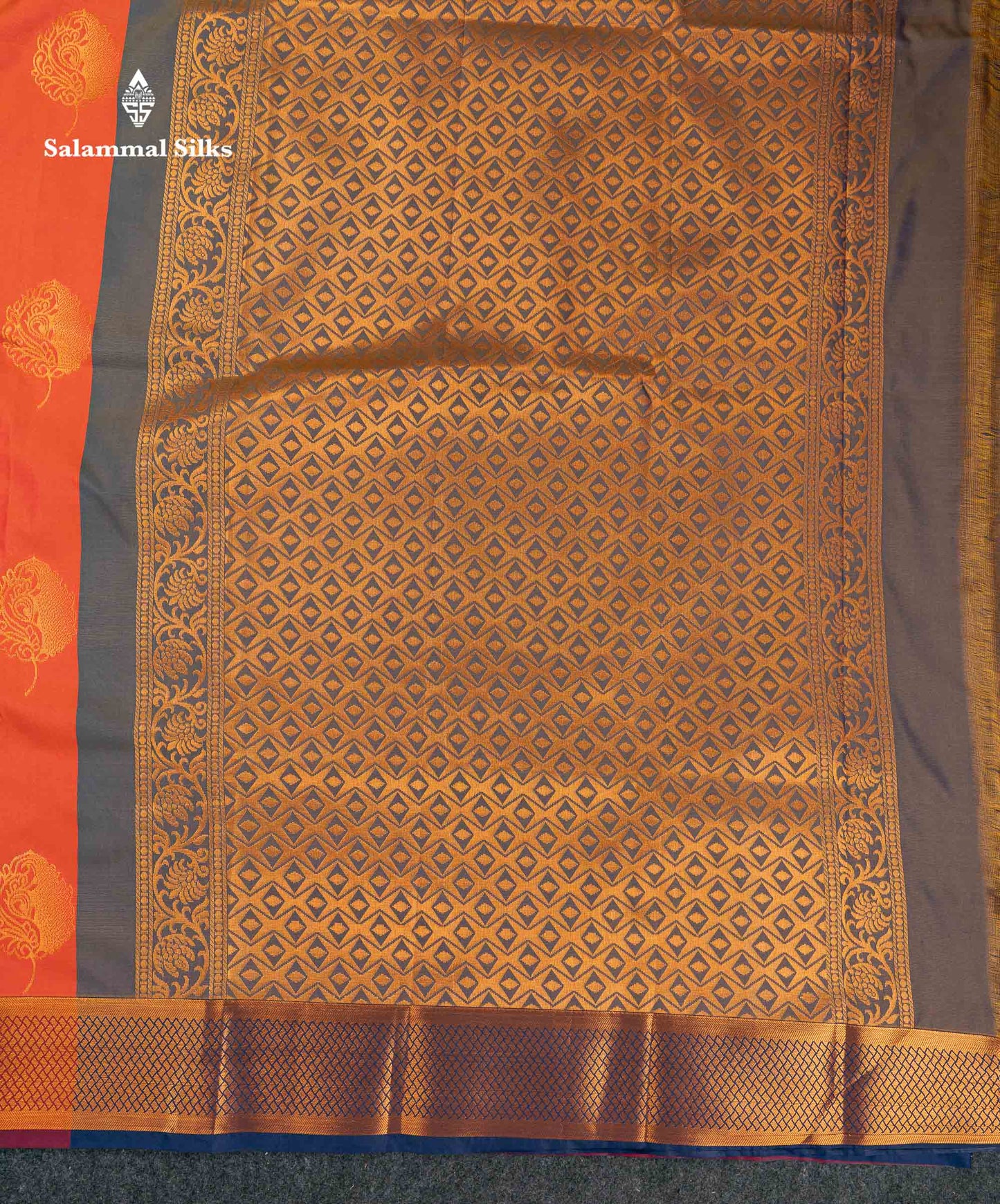 Beautiful Orange Semi Silk Saree With Contrast Maroon Traditional Border