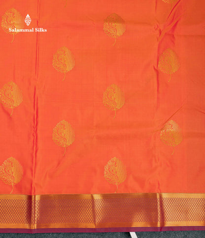 Beautiful Orange Semi Silk Saree With Contrast Maroon Traditional Border