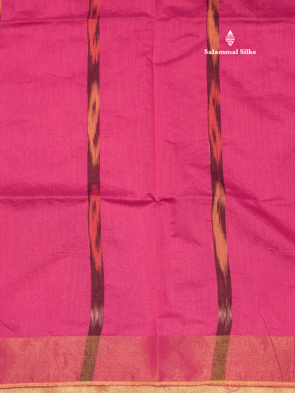 Blue Colour Pochampalli Cotton Saree With Tissue Border