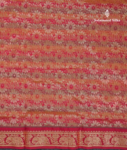 9 Yards Semi Silk Saree Paalum Pazham Checks With Contrast Maroon Traditional Border