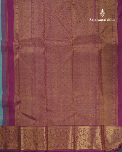 Beautiful Sapphire Blue Bridal Pure Kanjivaram Silk Saree With Contrast Magenta Border