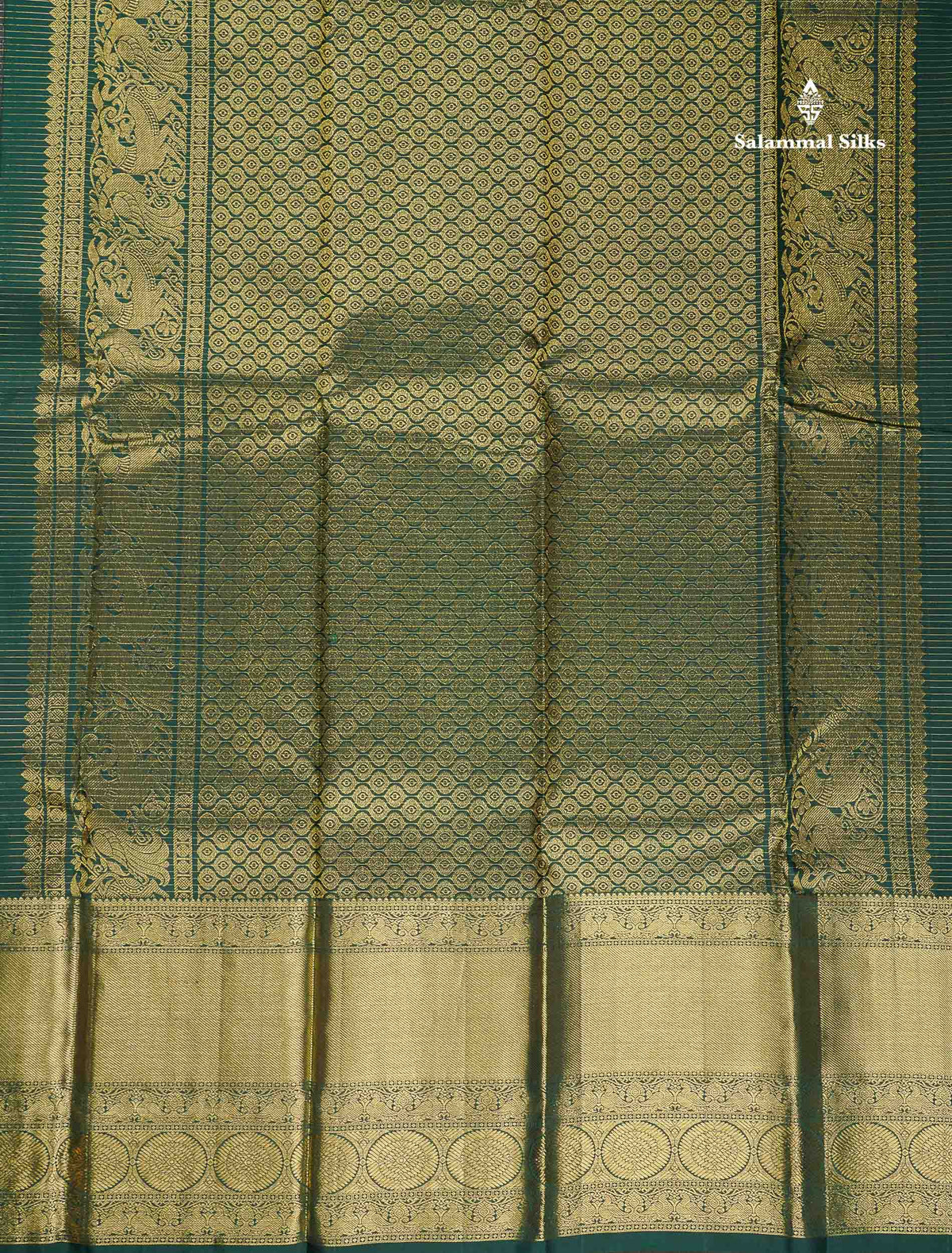Pure Kanjivaram Silk Saree - Magenta Pink Colour Body With Contrast Bottle Green Blouse