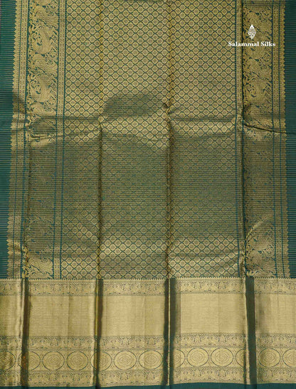 Pure Kanjivaram Silk Saree - Magenta Pink Colour Body With Contrast Bottle Green Blouse