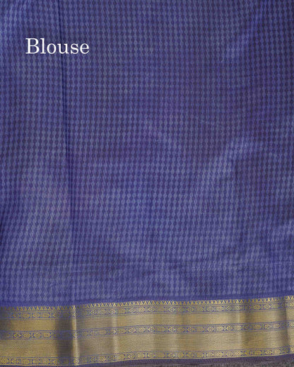 Patola Semi Raw Silk Saree - Magenta Colour Body With Contrast Navy Blue Fancy Border