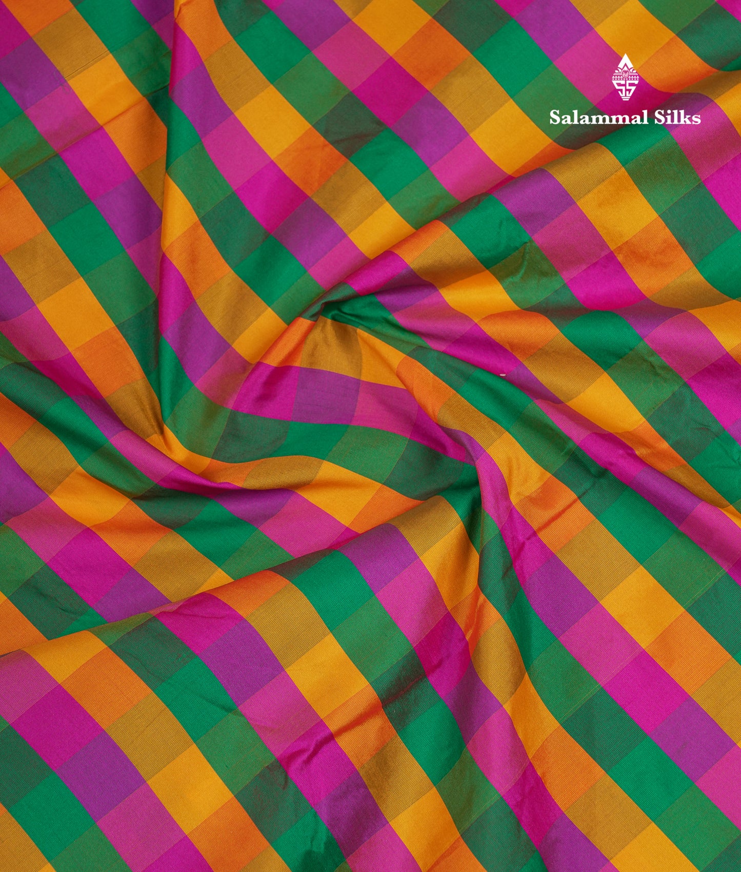 9 Yards Semi Silk Saree Paalum Pazham Checks With Contrast Maroon Traditional Border