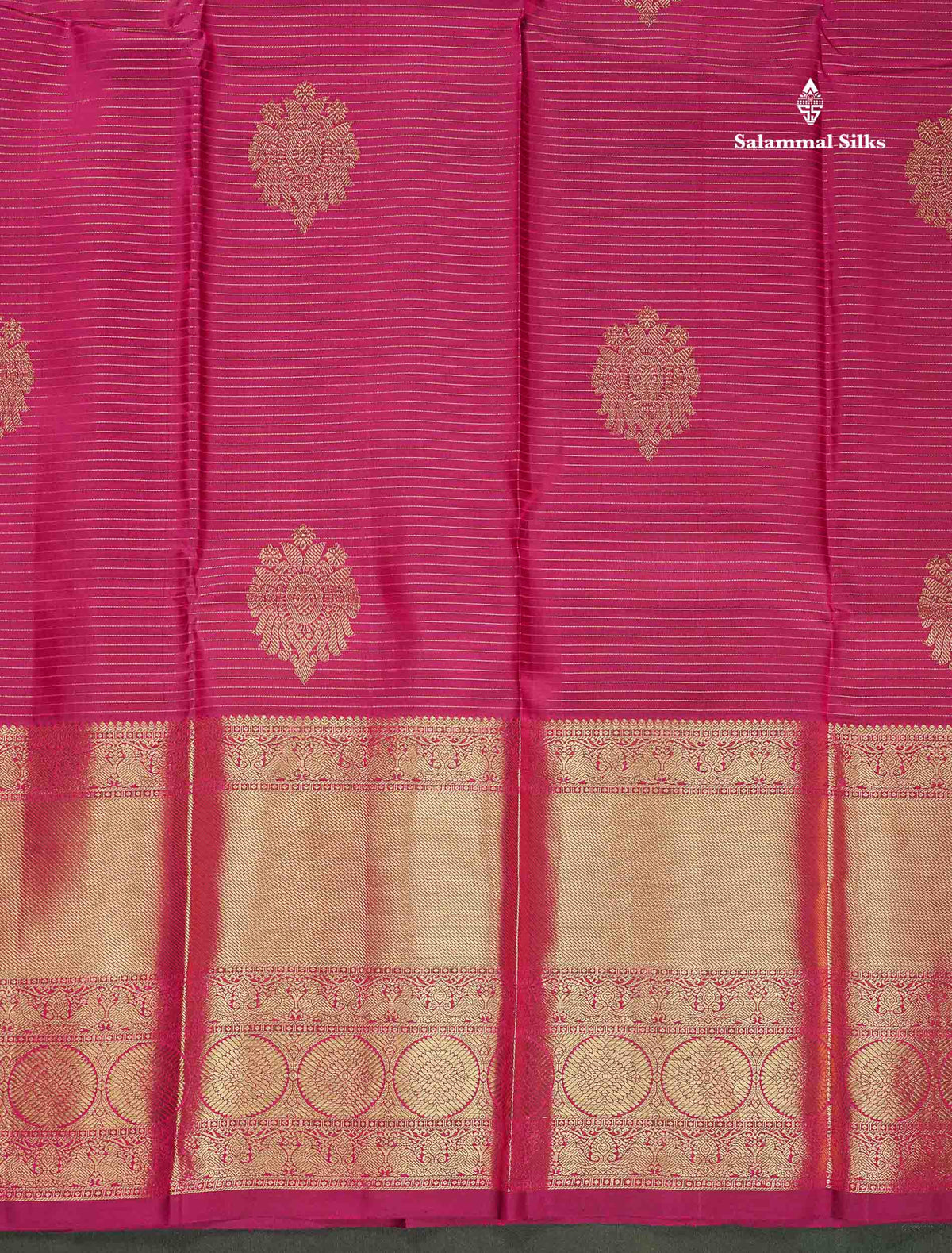 Pure Kanjivaram Silk Saree - Magenta Pink Colour Body With Contrast Bottle Green Blouse
