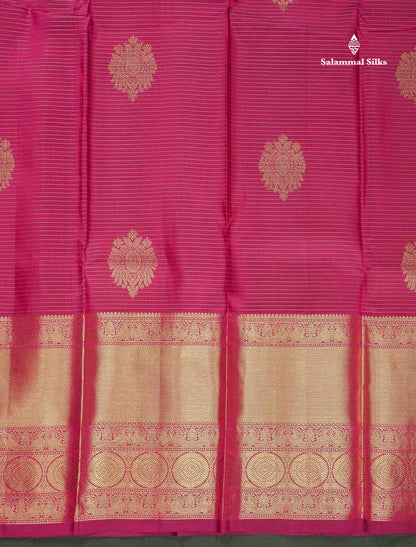 Pure Kanjivaram Silk Saree - Magenta Pink Colour Body With Contrast Bottle Green Blouse