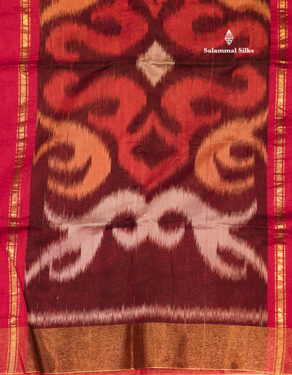 Blue Colour Pochampalli Cotton Saree With Tissue Border