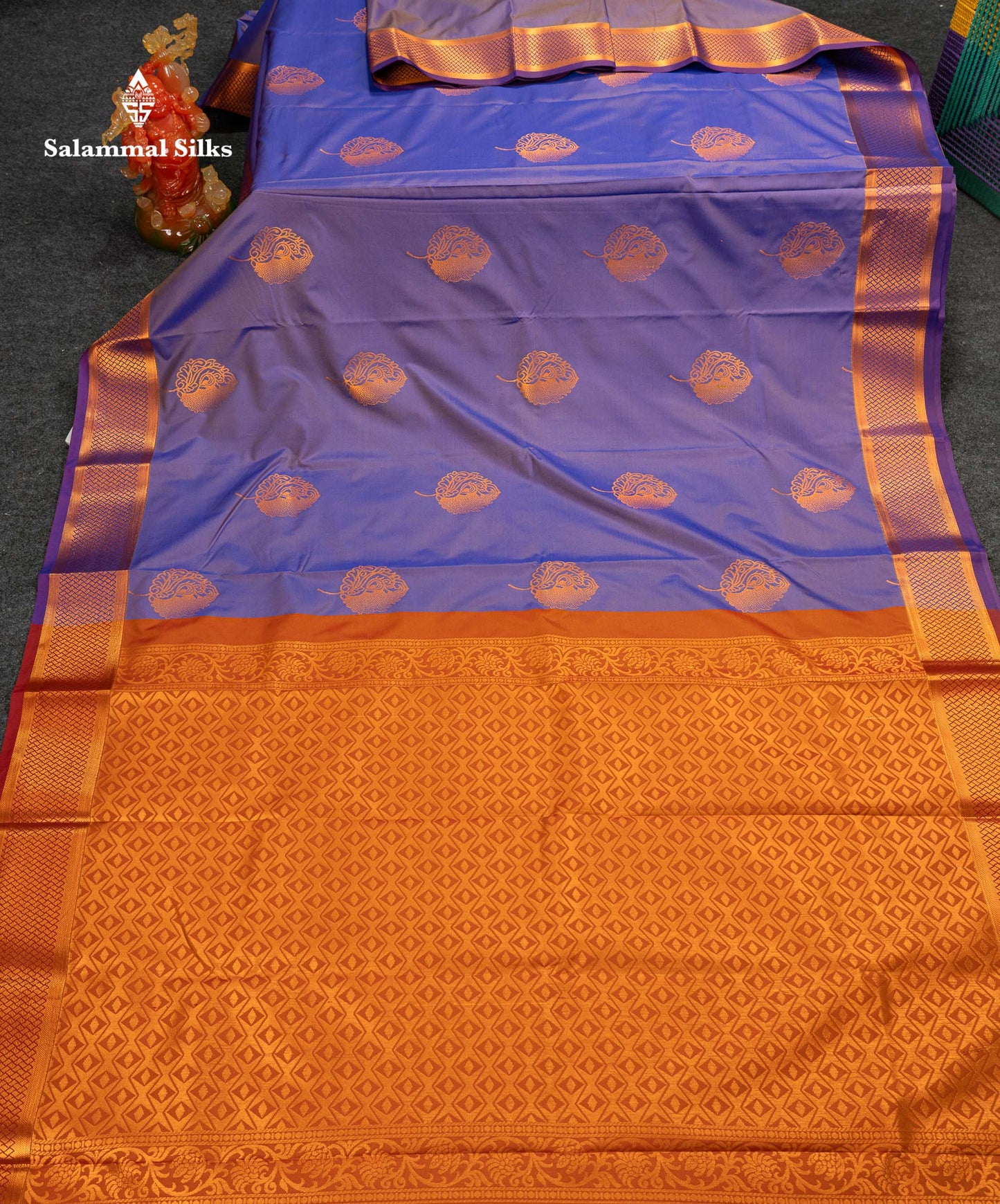 Beautiful Light Violet Semi Silk Saree With Contrast Magenta Traditional Border