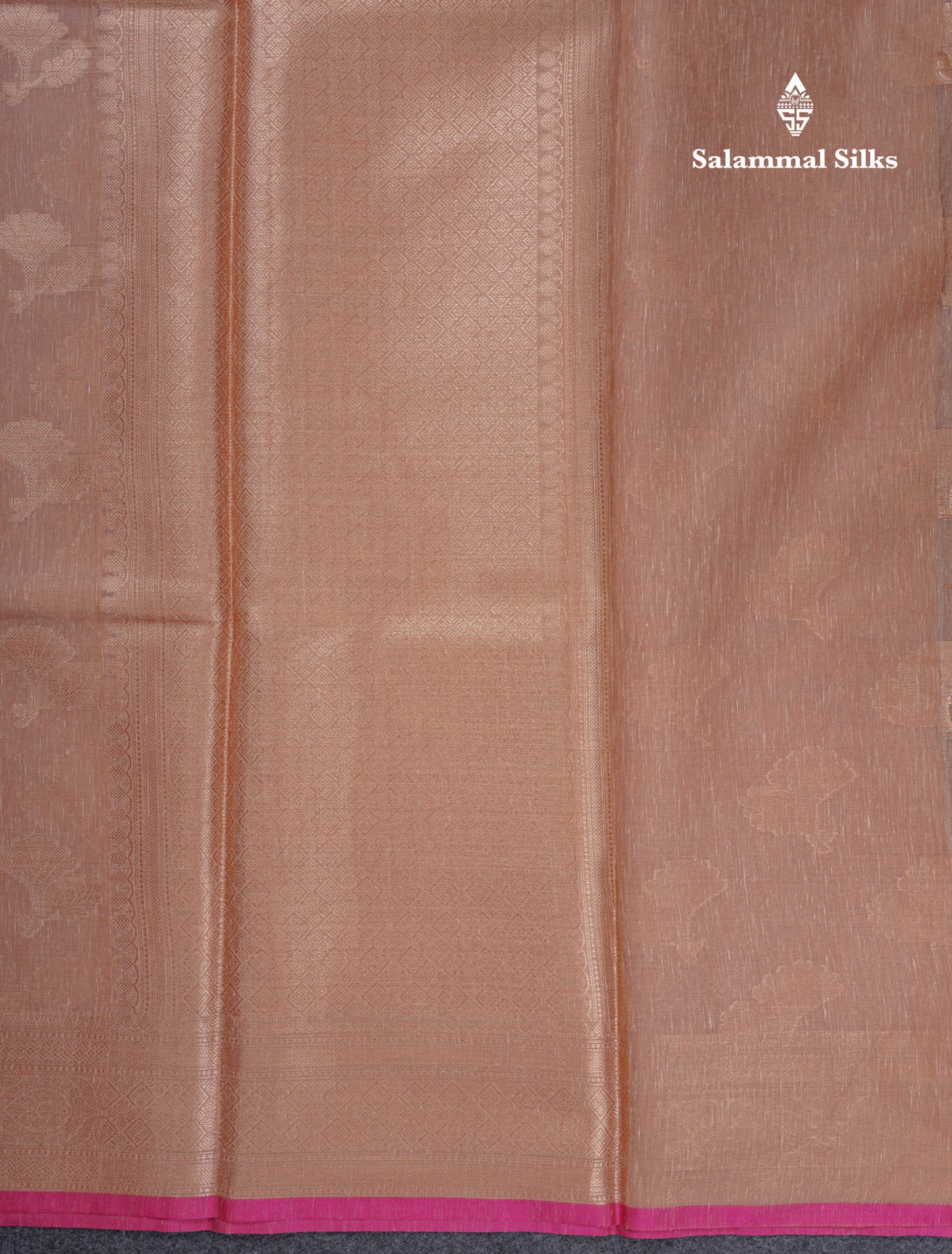 Beautiful Dark Sandal Linen Cotton Mix Fancy Saree With Contrast Pink Blouse