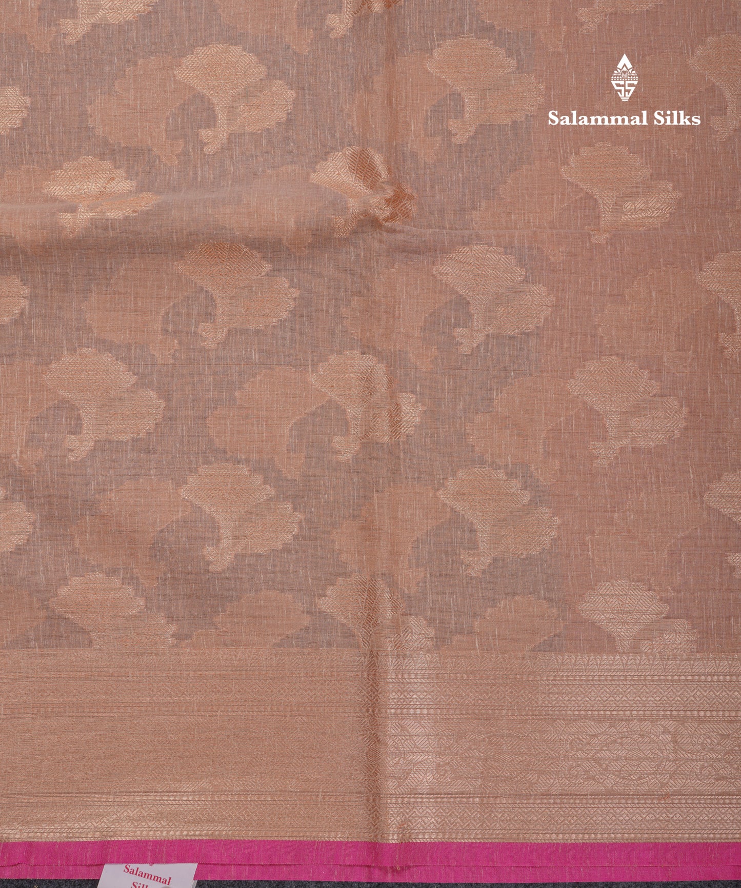 Beautiful Dark Sandal Linen Cotton Mix Fancy Saree With Contrast Pink Blouse