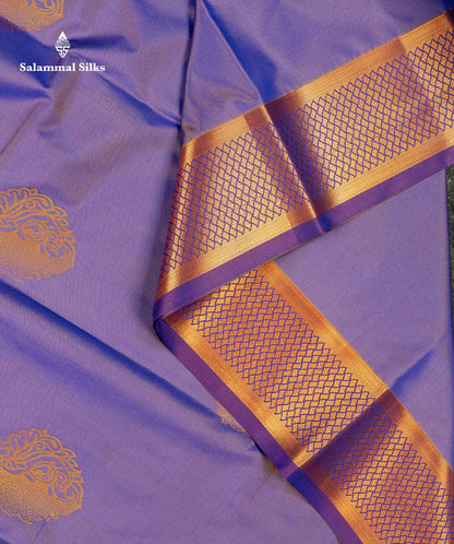Beautiful Light Violet Semi Silk Saree With Contrast Magenta Traditional Border