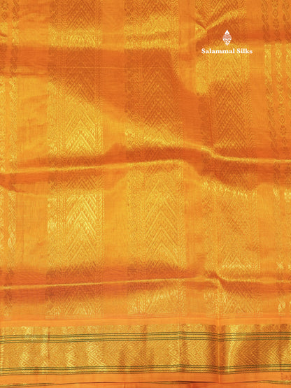 Bottle Green Colour Tiny Checks Pure Silk Cotton Saree With Contrast  Yellow Border
