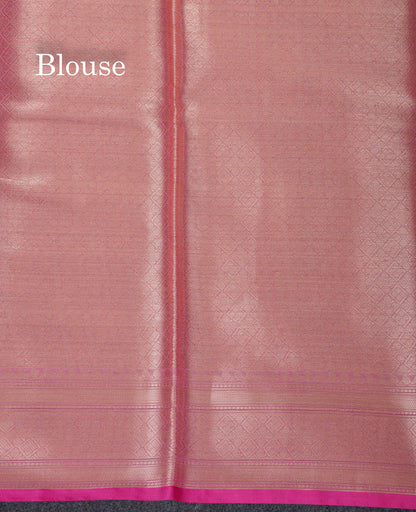 Beautiful Dark Sandal Linen Cotton Mix Fancy Saree With Contrast Pink Blouse