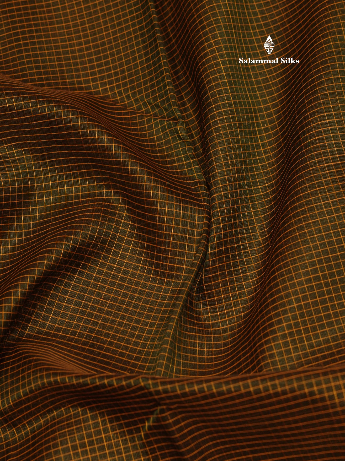 Bottle Green Colour Tiny Checks Pure Silk Cotton Saree With Contrast  Yellow Border