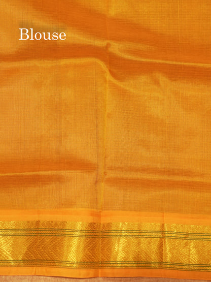 Bottle Green Colour Tiny Checks Pure Silk Cotton Saree With Contrast  Yellow Border