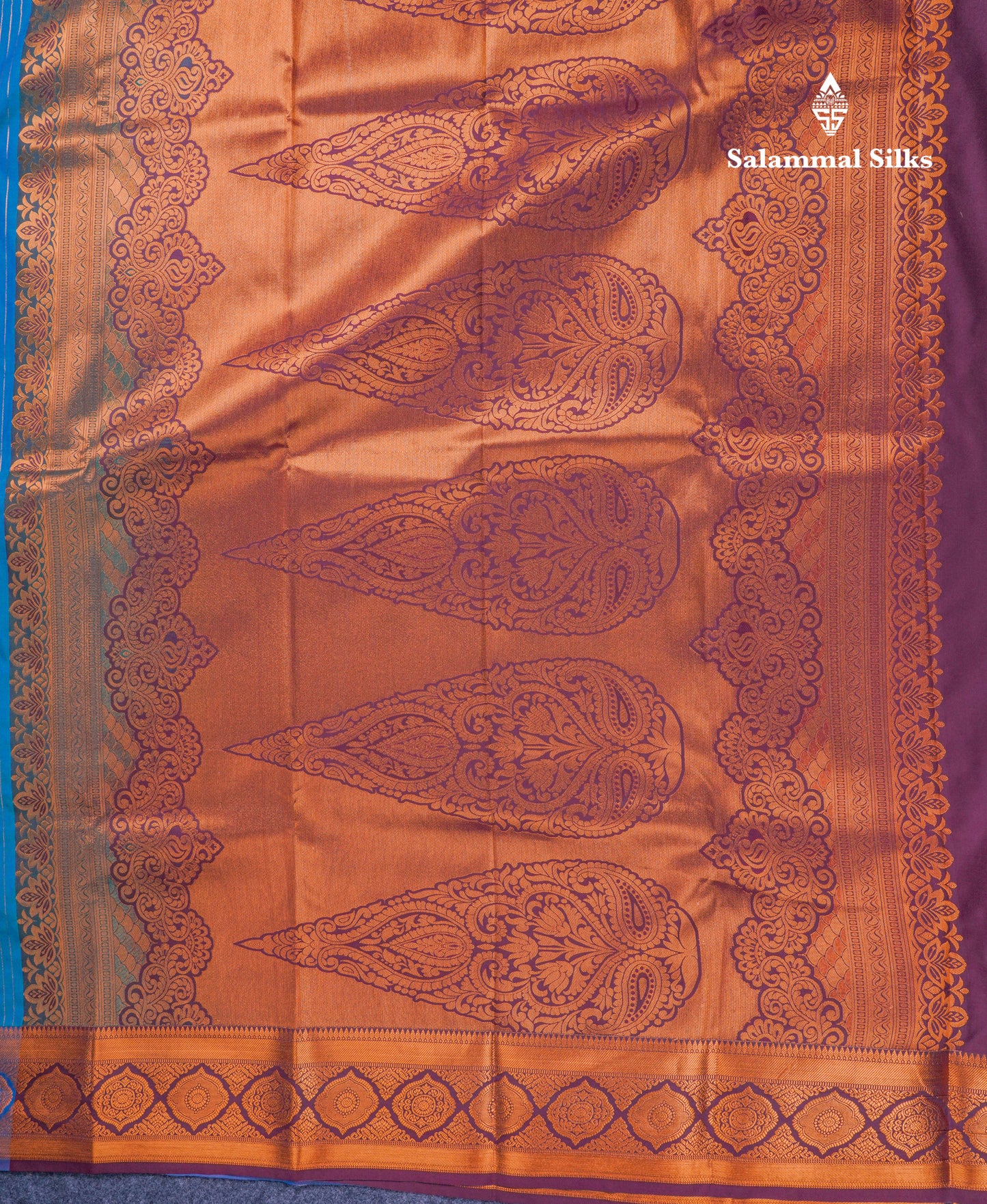 Dual Tone Peacock Green Semi Silk Saree With Contrast Dark Brown Blouse