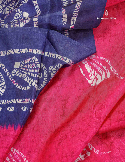 Semi Tussar Saree - Black Colour Body With Contrast Orange Fancy Border