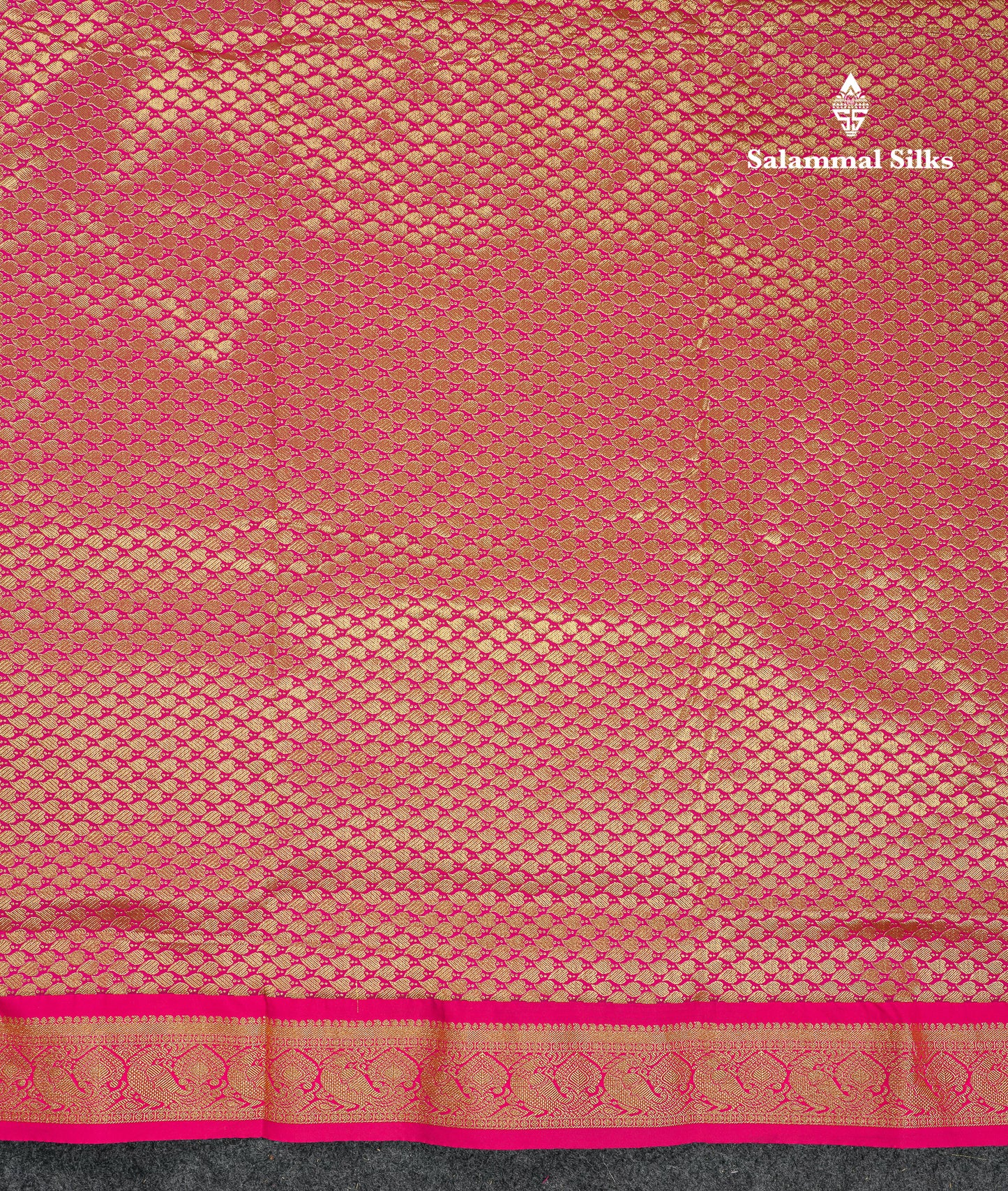 9 Yards Semi Silk Saree Orange With Contrast Green Traditional Temple Border