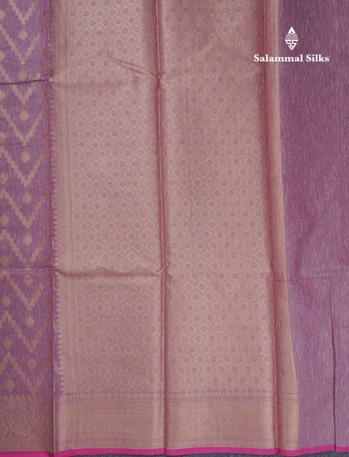 Beautiful Light Violet Linen Cotton Mix Fancy Saree With Contrast Pink Blouse