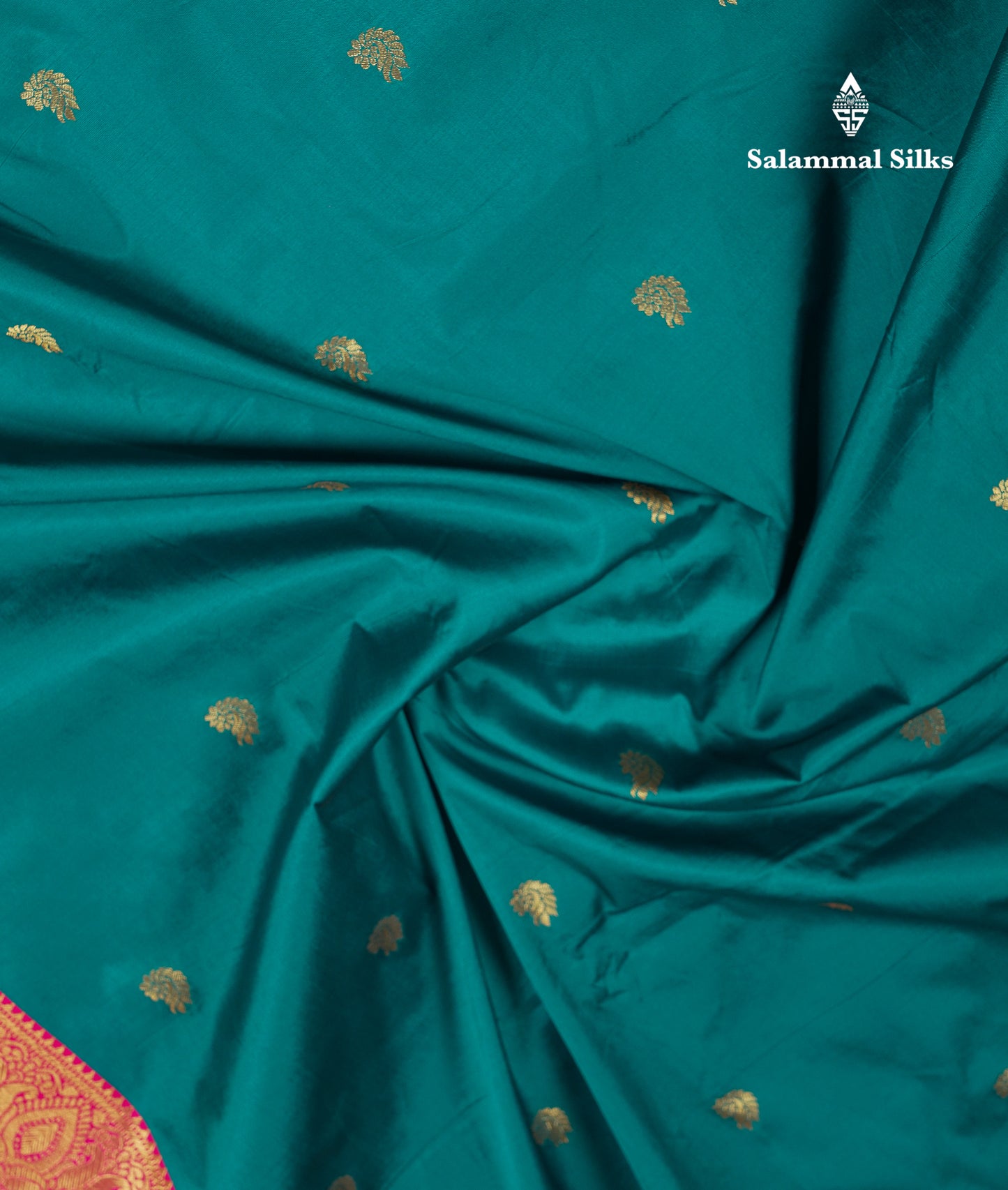 9 Yards Semi Silk Saree Orange With Contrast Green Traditional Temple Border