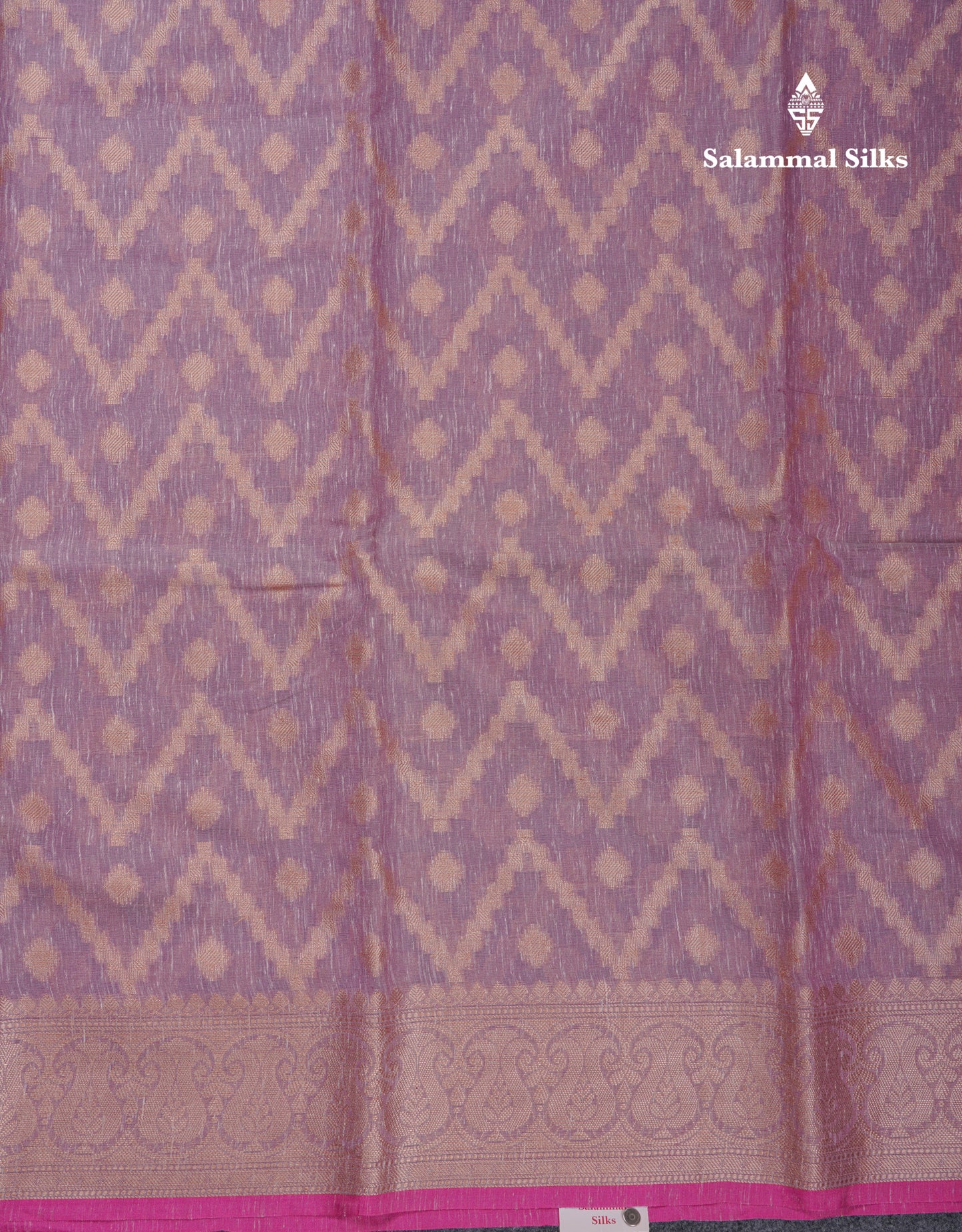 Beautiful Light Violet Linen Cotton Mix Fancy Saree With Contrast Pink Blouse