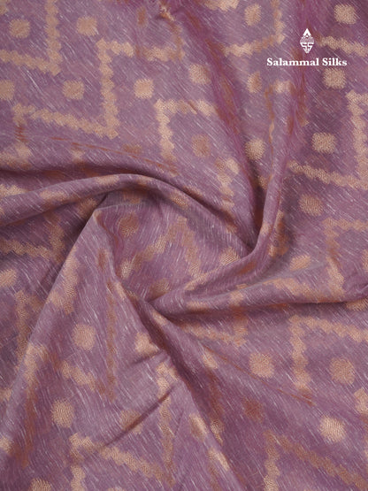 Beautiful Light Violet Linen Cotton Mix Fancy Saree With Contrast Pink Blouse